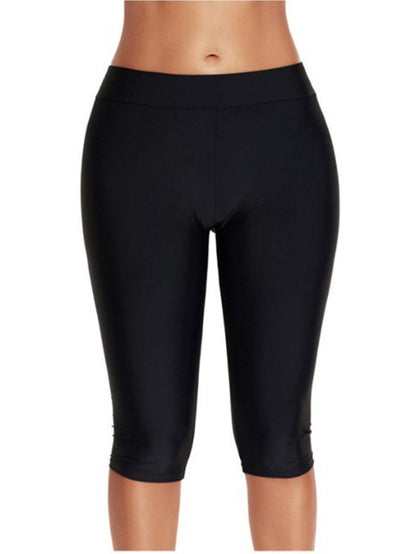 Women's Plus Size UPF 50+ 3/4 Length Swim Leggings | Sun Protection Over-the-Knee Swim Shorts